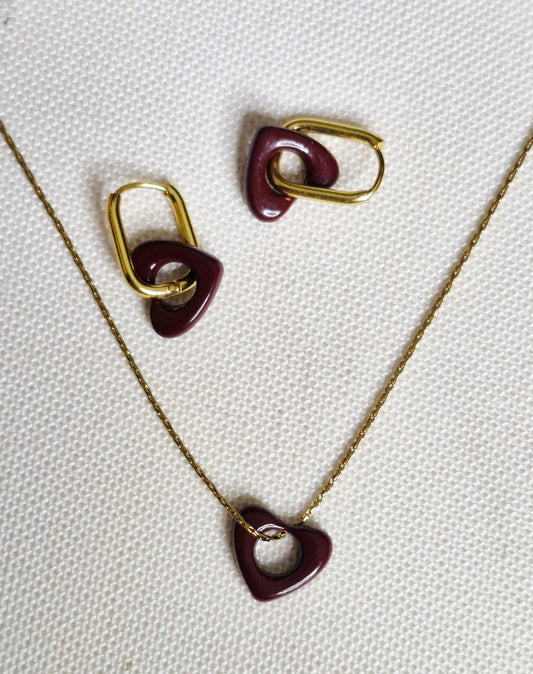 Set corazón vino