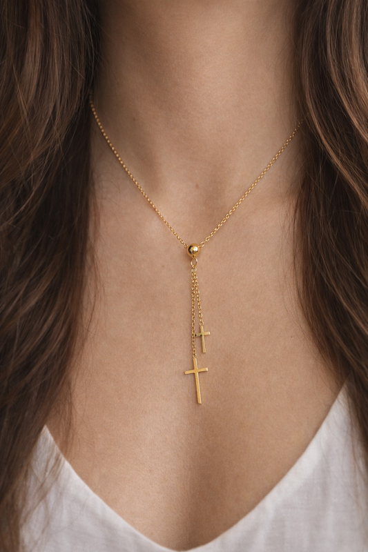 Collar Acero doble dije cruz